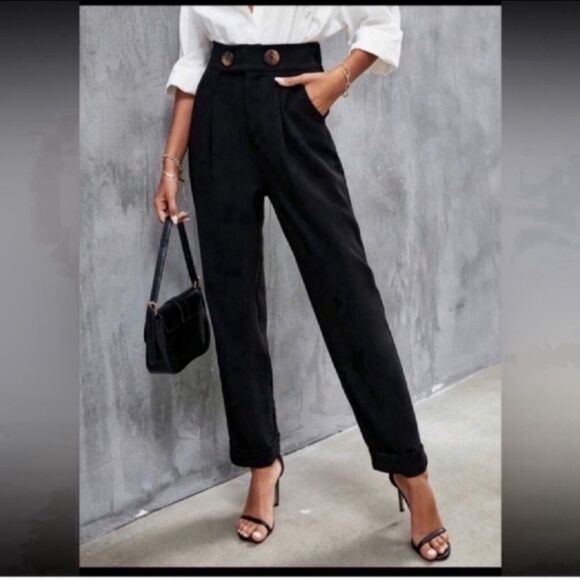 Elegant High Waist Button Detail Suit Pants Size XS - Picture 3 of 11